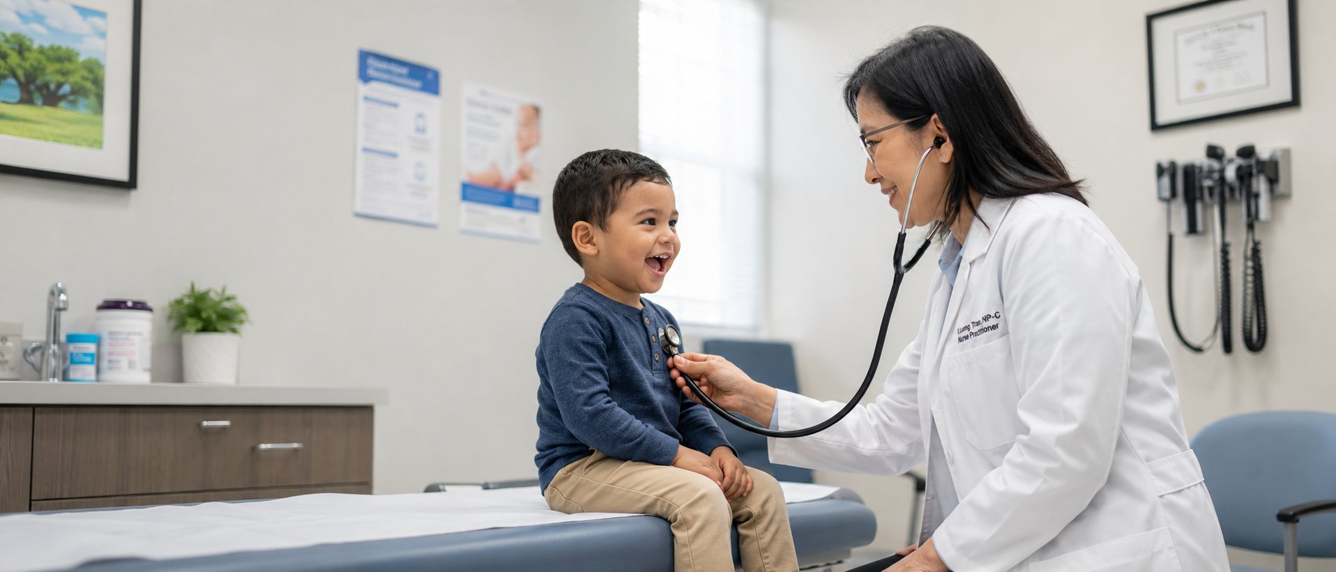 A young patient smiling during his check-up